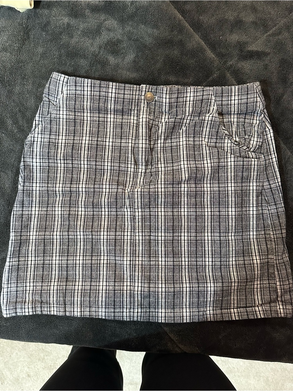 Hollister Black and White Plaid Mini Skirt